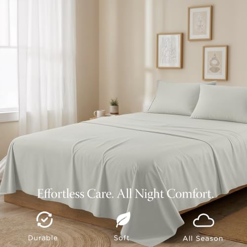 Image of Threadmill 300TC Cotton Twin XL Sheet Set, Sateen, Solid, Light Grey | 100% Cotton, Sateen Weave, 3-Piece Set, 16 inch Deep Pocket, Cooling, Breathable, Pill-Resistant, OEKO-TEX Certified