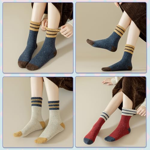 Image of ICEIVY Socks Women, Soft Knit Wool Winter Thick Warm Cabin Fuzzy Crew Women Socks 5 Pack