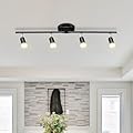 lawatto 4 LED Light Matte Black Track Lighting Kit, Ceiling Spot Lighting with Adjustable Light Heads & Foldable Light Arms GU10 Socket (Bulbs Not Included)