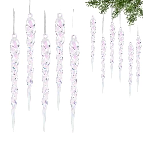 Phantomfarben Eiszapfen Weihnachtsbaum,24 Stück Acryl Eiszapfen Deko...