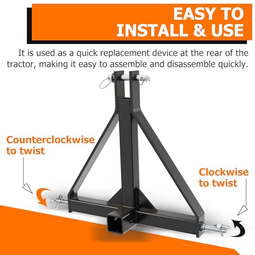ECOTRIC 3 Point 2" Receiver Trailer Hitch Category 1 Tractor Mover Drawbar Hitch Heavy Duty Compatible with Kubota BX LM25H WLM Tractor NorTrac Yanmar Kioti Cat John Deere