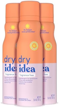 Dry Idea Fragrance-Free Dry Spray Deodorant & Antiperspirant for Women - Hypoallergenic for Sensitive Skin, 2X Longer Sweat Protection*, 72Hr Odor Control, Womens Deodorant, 3.8 oz (3 Pack)