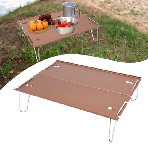 Image of CALANDIS Camping Table Folding Table Mini Camping Furniture for Travel Barbecue Beach Light Brown | | Camping Furniture | Camping & Hiking