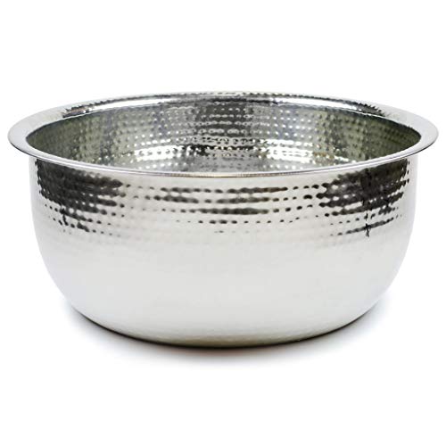 Noel Asmar Hammered Stainless Steel Pedicure Bowl, Hand Finished, Durable and Lightweight (Stainless Steel)