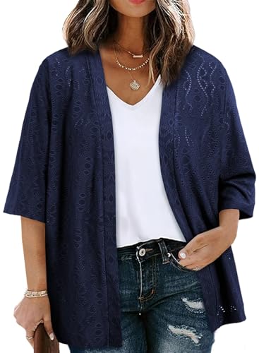 Eytino Plus Size Cardigan for Women Half Sleeve...