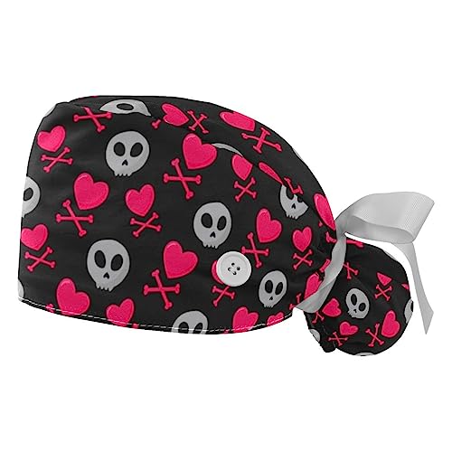 Berretti bouffant motif tête de mort avec bandeau absorbant de travail