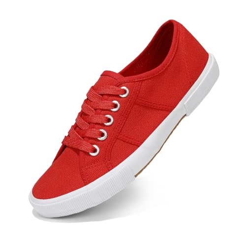 Luffymomo Women's Casual Canvas Shoes Comfortable Low Top Walking Shoes Classic Lightweight Lace-Up Fashion Sneakers4