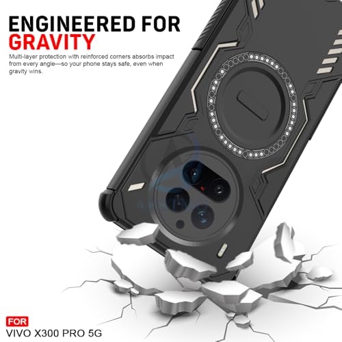 Image of AESTMO Back Case Cover for Vivo X300 Pro 5G | Magnetic Case with Built-in Metal Ring | Compatible with MagSafe Accessories | Shockproof Hybrid (PC + TPU, Black)