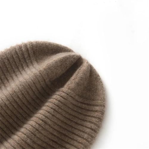 Weiche Kaschmir-Beanie-Mütze für Damen, mit Bündchen, verdickt, warme Wintermütze