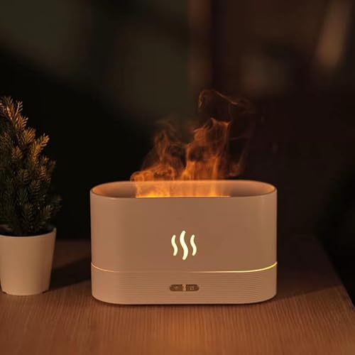 Difusores de Aromaterapia 2 em 1 Umidificador Difusor de Óleo Essencial com Luz Noturna de Chama, 18