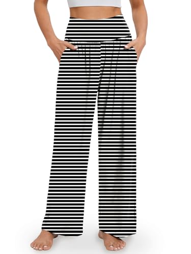 Image of Gracyoga Wide Leg Yoga Pants for Women Casual Loose Cozy Sweatpants High Waisted Lounge Pajama Flowy Pants With Pockets