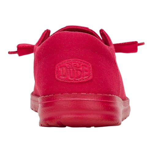 Image of HEYDUDE Wendy Funk Mono Canvas Varsity Red Womens Shoes, Slip-on Loafers, Comfortable & Light-Weigh