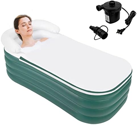 Inflatable Adult Bath Tub, Foldable Portable Inflatable Soaking Bathtub with Electric Air Pump, Free-Standing Blow Up Bathtub for Adult Spa