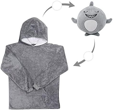 CASKIE Kids Pets Hoodie Blanket Sweatshirt for Girls Boys, Plush Animals Turn into Oversized Hooded Sweatshirt with Giant Pocket, Pullover Jumper Bathrobe Pajama Pillow One Size Fits All