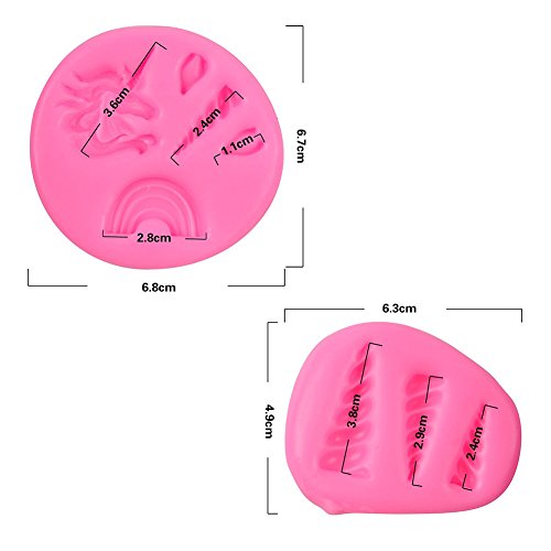 Mini Unicorn Mold Silicone Horn Ears Flowers Toppers for Fondant, Cupcake, Chocolate, Cookie (Set of 3)