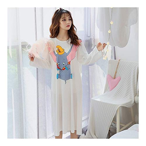 YUNGYE Algodón camisón Linda de Dumbo del Arco Iris impresión Vestido de la Noche de otoño...