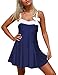 Women's Navy Blue One Piece Bowknot Swimdress Bandeau Swimsuit Skirted Bathing Suit XL(US 14-16)