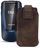 Suncase Original Tasche kompatibel mit Emporia Comfort Hülle Leder Etui Handytasche Ledertasche Schutzhülle Hülle in antik braun