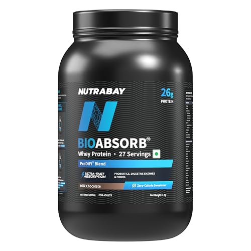 Nutrabay BioAbsorb™ Whey Protein Powder - 1kg, Milk Chocolate | I...