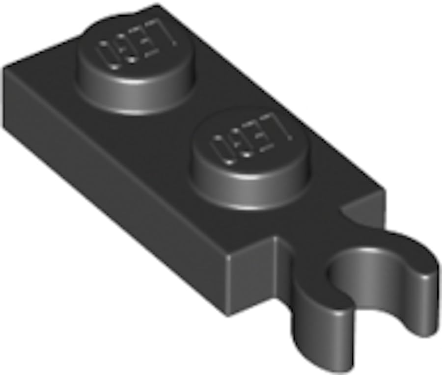 LEGO Plate, Modified 1 x 2 with Clip on End (Vertical Grip), Part 78256 (Black, 50, Bricks)