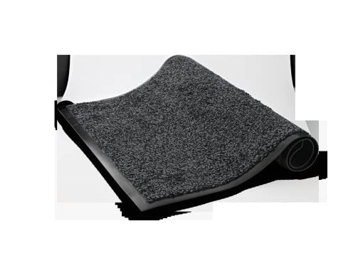 Tapis microfibre d entree rectangulaire bicolore anthracite