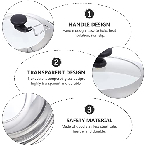 Luxshiny 32cm Visible Cooking Pot Cover Stainless Steel Universal Pot Lid Cover Cookware Lids Replacement Lid with Handle for Pots Pans Fry Pan Skillet - Image 2