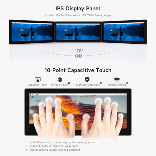 Image of waveshare 12.3inch DSI Capacitive Touch Screen, Compatible with Raspberry Pi 5 / CM5 and RK3576, 720 x 1920, IPS, 10-Point Touch, Optical Bonding Toughened Glass Panel