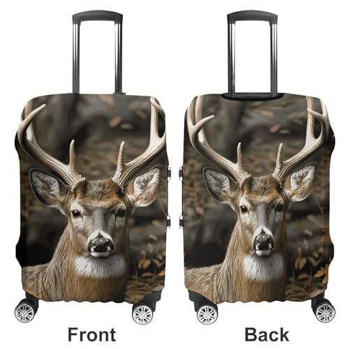 Camouflage Deer Printed Luggage Cover Protector, Fits 18-32 Inch Luggage3