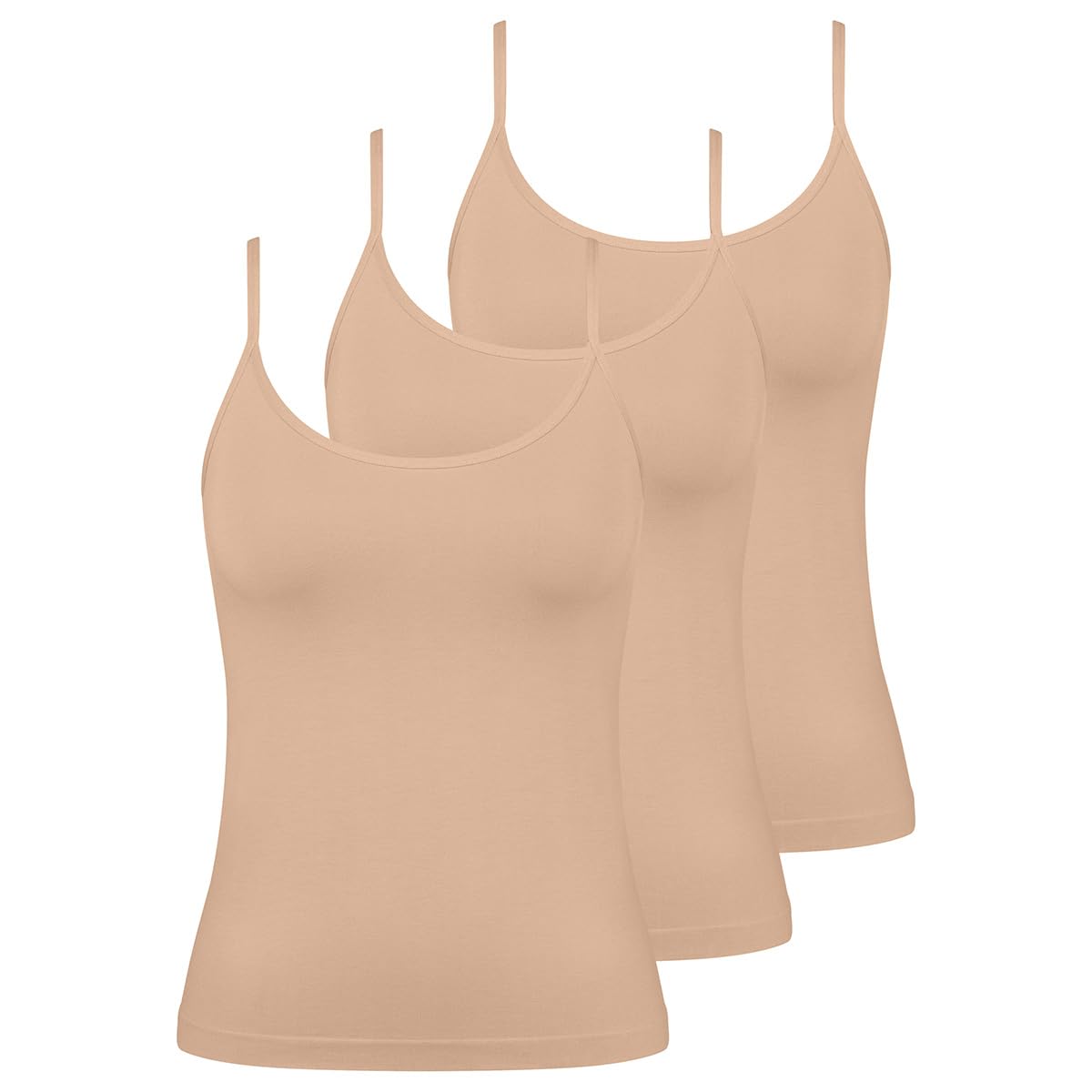 Sloggi Damen Spaghetti Top GO Sense – 3er Pack, Nahtlos Rundgestrickt, Superweich, Feuchtigkeitsregulierend, Nachhaltiger Modal-Mix