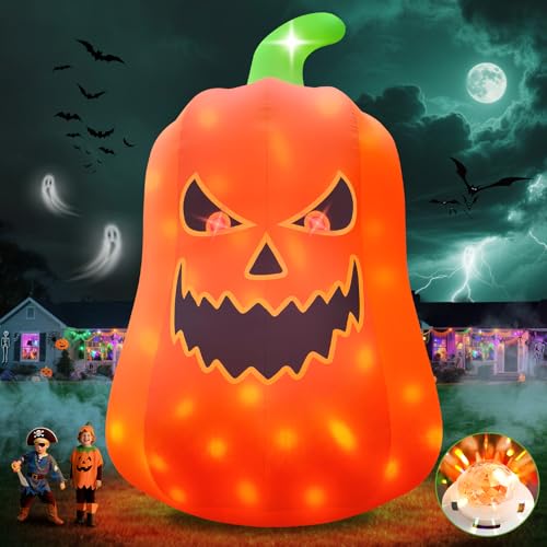 Kalolary 20FT Tall Halloween Inflatables Pumpkin Outdoor Decorations Giant Pumpkin Ghost Blow Up Yard Decorations with Build-in Flashing Lights for Yard Garden Lawn Indoor Outdoor Decors
