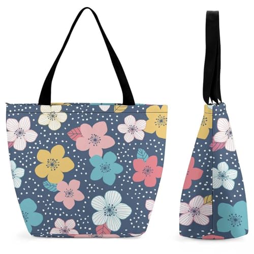 Sac à main fleurs colorées pour femme grand cabas shopping et voyage