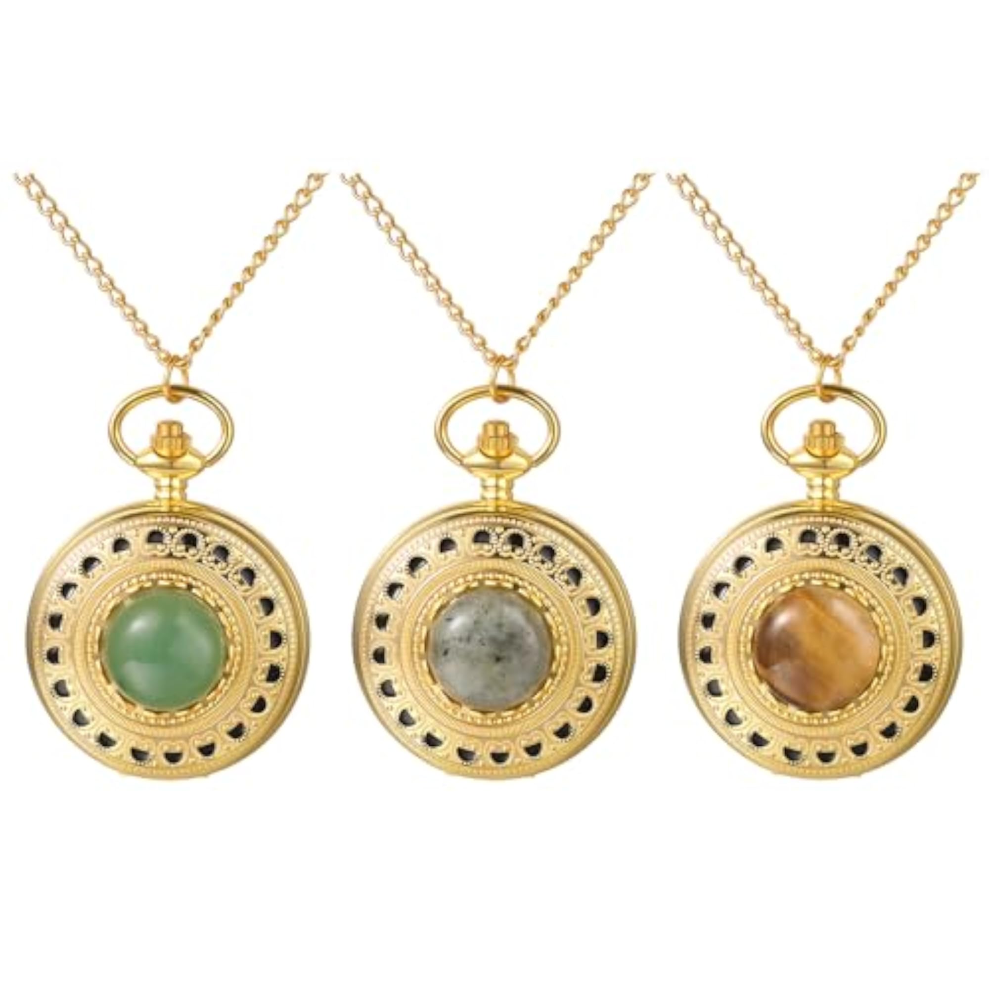 Men's Vintage Retro Stone Hollow-Out Pocket Watch