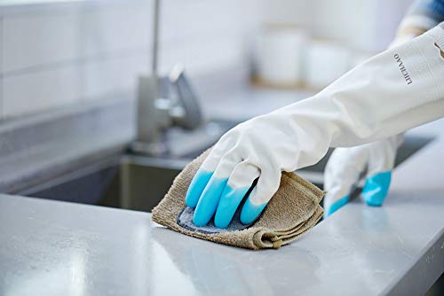 Liichaao 3-Pairs Reusable Kitchen Cleaning Gloves,Latex Free,Long Sleeves,Non- Slip,Embossed Palm,Fingertips Extra Thickness,Cleaning,Working,Painting,Gardening,Pet Care (Medium (3 Pairs)) #TOP2