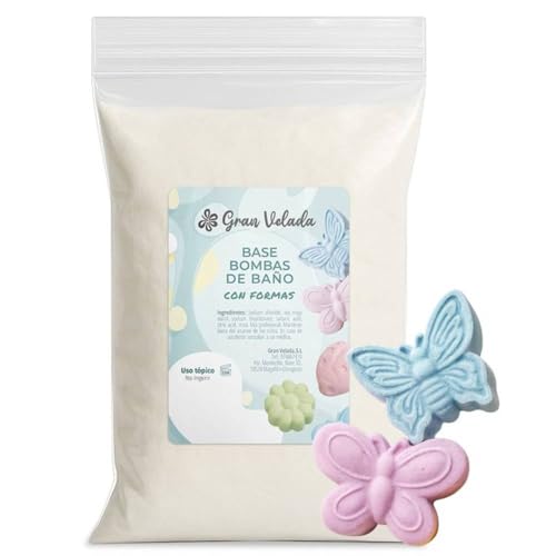 Gran Velada – Base para Bombas de Baño con Formas 1 Kg | Mezcla en polvo cosmética fácil de moldear | Ideal para Esferas de Baño | Personaliza con Esencia y Colorante