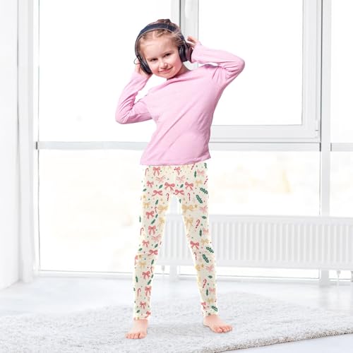 Girls' Athletic Leggings Ankle Length Yoga Dance Pants Kids Teen 4T Christmas Leave Bows Star4