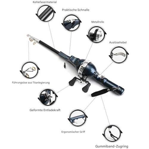Caña de pescar telescópica extensible de aluminio para agua salada 7