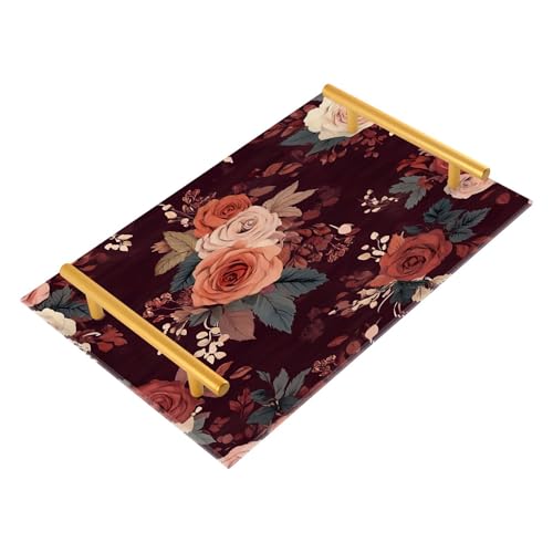BOESI Graffiti Vintage Rose Tray, Tray with Handles, Countertop Organizer, Decorative