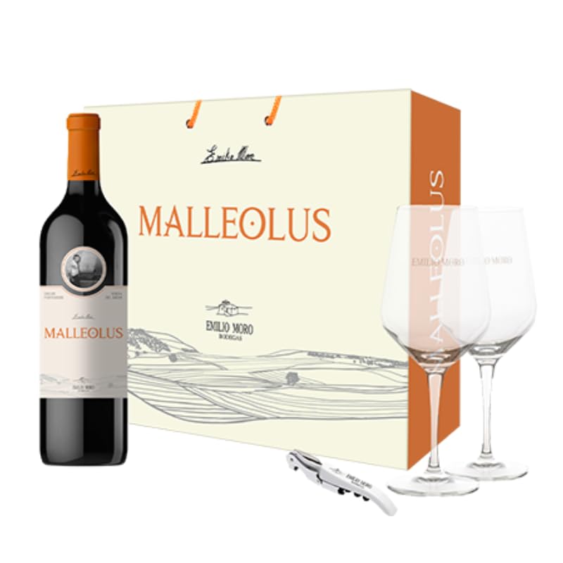 Emilio Moro - Vino Tinto Estuche Malleolus De la Tierra a la Copa 2022 | 100% Tempranillo 14,5% Vol | Ribera del Duero | Incluye Copas y Sacacorchos | Vino de Culto