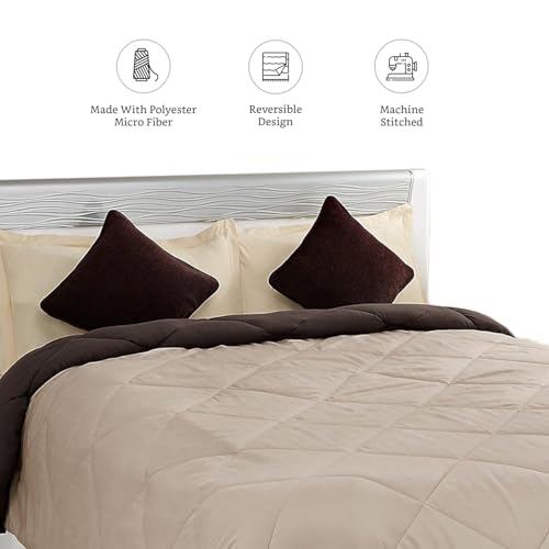 Image of Amazon Brand - Solimo Microfibre Reversible Comforter, Double (Subtle Beige & Walnut Brown, 200 GSM), 50 TC
