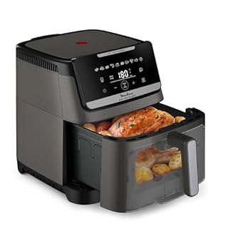 Moulinex Easy Fry Silence 7L, Friggitrice ad Aria Silenziosa e Compatta, Fino a 8 Persone, Frontale del cestello rimovibile, Finestra di Visualizzazione, EZ846HF0