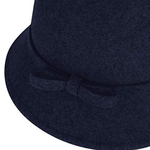 XGOPTS Women Winter Wool Bucket Hat Felt Cloche Bowler Hat Church Derby Hat Outdoor Navy Blue