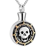 OIJH Artículos Conmemorativos Cabeza De Calavera Joyas Conmemorativas Cenizas Colgante De Recuerdo para El Sostenedor De Ceniza Humano Collar De Urna De Cremación De Acero Inoxidable