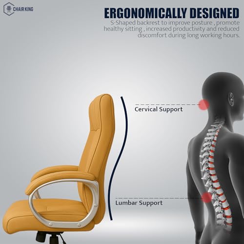 Image of PESTIGE Premium Leatherette Executive Chair | High Back Ergonomic Work from Home Office Chair with Height Adjustment, 360 Swivel and 135 Tilt | Chrome Base,1pc