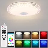 ABEDOE Lámpara De Techo Led Con Altavoz Bluetooth 72w, control de teléfono inteligente, intensidad de luz regulable, música RGB, luz circular empotrada