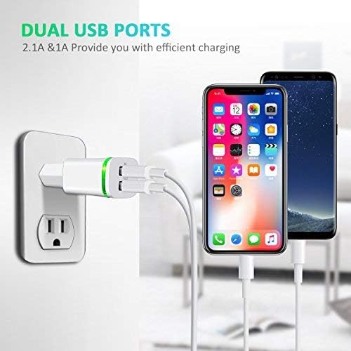4-Pack European Plug Adapter, LUOATIP 2.1A Europe Dual USB Wall Charger Travel Power Adaptor for iPhone 13 12 11 XS Max XR X 8 7 6 6S Plus 5 5S 5C SE, Samsung Galaxy, Pad, LG, Android, Cell Phone