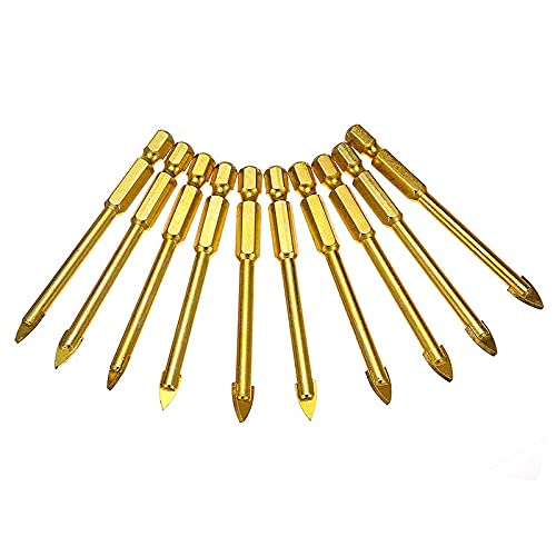 Juego de 10 brocas para vidrio con punta de carburo de tungsteno miniatura 1