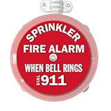 RepelFire Fire Sprinkler Alarm Bell Sign 7" Round | Reads “Sprinkler Fire Alarm, When Bell Rings Dial 911” | Universal Fit for Fire Alarm Bells 6" to 10" | Easily Installs to Existing Bolt