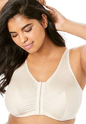 LEADING LADY Women s Plus-Size Leisure Front Closure Extra Comfort Bras, Beige, 56BCD