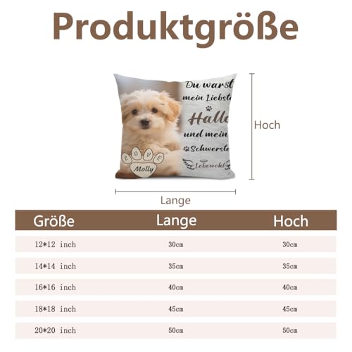 AnJeey Personalisiertes Hunde-Kissen mit Foto | Doppelseitiger Druck | Gedenkgeschenk für verstorbene Haustiere | Trostgeschenk bei Tierverlust
