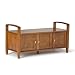 Simpli Home AXWSH006 Warm Shaker Solid Wood 44 inch Wide Rustic Entryway Storage Bench in Honey Brown
